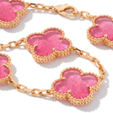 Vintage Alhambra 5 Motifs Pink Enamel Lucky Icon Bracelet