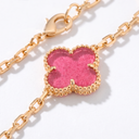 Vintage Alhambra 5 Motifs Pink Enamel Lucky Icon Bracelet