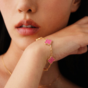 Vintage Alhambra 5 Motifs Pink Enamel Lucky Icon Bracelet