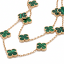 Vintage Alhambra Green 20 Motifs Long Necklace