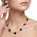 Vintage Alhambra Black Onyx Clover 10 Motifs Necklace