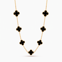 Vintage Alhambra Black Onyx Clover 10 Motifs Necklace