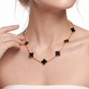 Vintage Alhambra Black Onyx Clover 10 Motifs Necklace