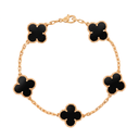 Vintage Alhambra Black Onyx Clover 5 Motifs Bracelet