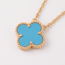 Vintage Alhambra Blue Agate 1 Motif Pendant Necklace