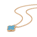 Vintage Alhambra Blue Agate 1 Motif Pendant Necklace