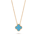 Vintage Alhambra Blue Agate 1 Motif Pendant Necklace