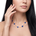 Vintage Alhambra Blue Agate Clover 10 Motifs Necklace