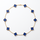 Vintage Alhambra Blue Agate Clover 10 Motifs Necklace