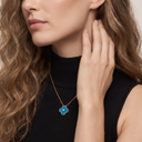 Vintage Alhambra Blue Agate 1 Diamond Clover Necklace