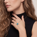 Vintage Alhambra Blue Agate 1 Diamond Clover Necklace
