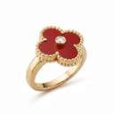 Vintage Alhambra Clover Carnelian And 1 Diamond Ring