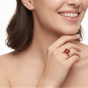 Vintage Alhambra Clover Carnelian And 1 Diamond Ring