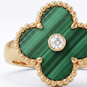 Vintage Alhambra Clover Malachite And 1 Diamond Ring