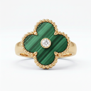 Vintage Alhambra Clover Malachite And 1 Diamond Ring
