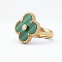 Vintage Alhambra Clover Malachite And 1 Diamond Ring