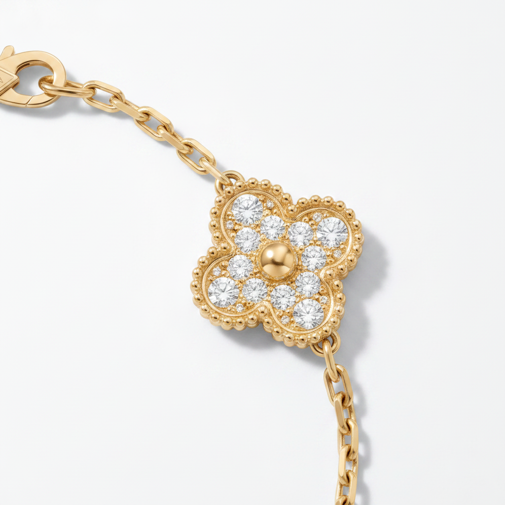 Vintage Alhambra Diamonds Clover 5 Motifs Bracelet