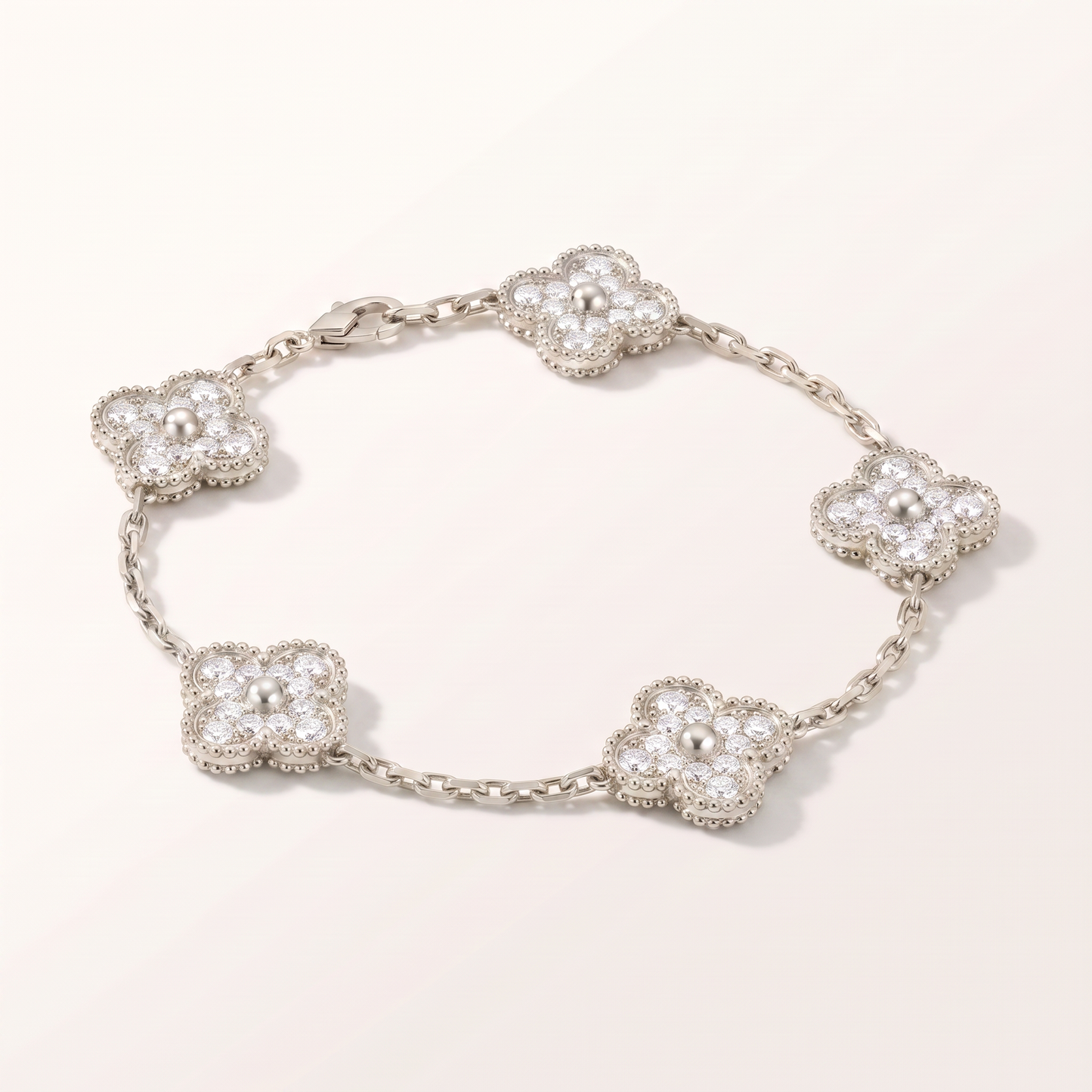 Vintage Alhambra Diamonds Clover 5 Motifs Bracelet