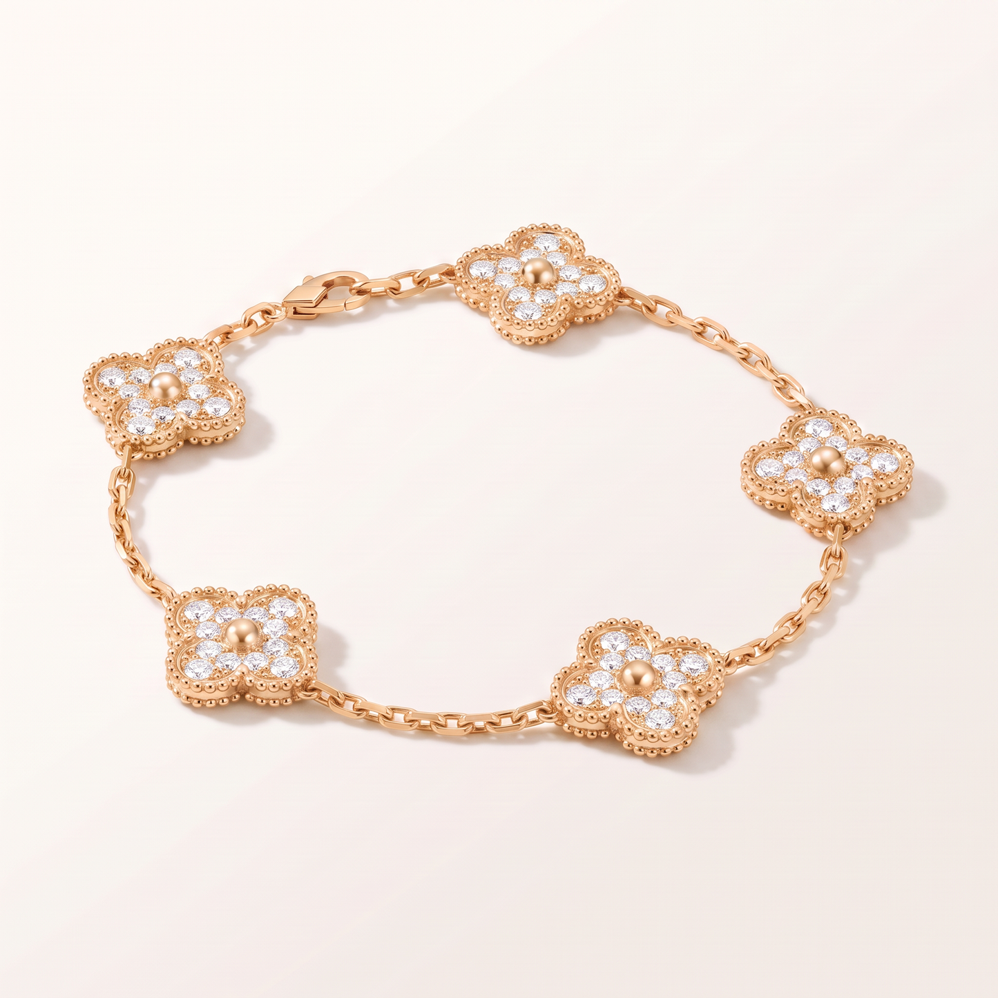 Vintage Alhambra Diamonds Clover 5 Motifs Bracelet