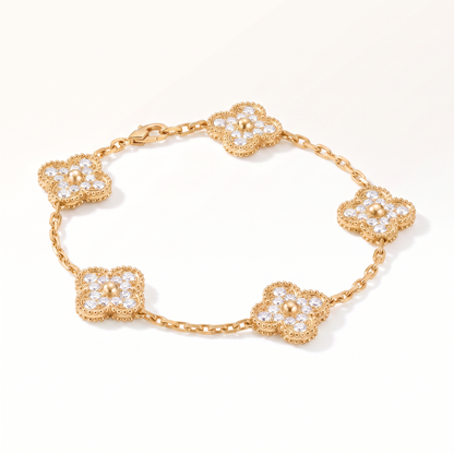 Vintage Alhambra Diamonds Clover 5 Motifs Bracelet
