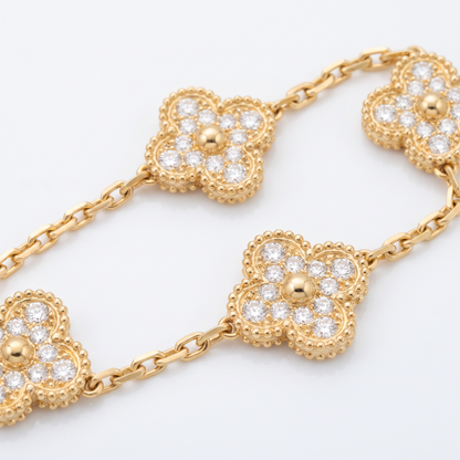 Vintage Alhambra Diamonds Clover 5 Motifs Bracelet