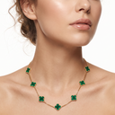 Vintage Alhambra Malachite Clover 10 Motifs Necklace