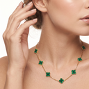 Vintage Alhambra Malachite Clover 10 Motifs Necklace