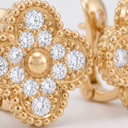 Vintage Alhambra Paved Diamond Earrings