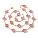Vintage Alhambra Pink Enamel 20 Motifs Lucky Icon Long Necklace