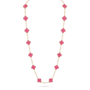Vintage Alhambra Pink Enamel 20 Motifs Lucky Icon Long Necklace