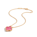 Vintage Alhambra Pink Enamel Lucky Icon 1 Motif Pendant Necklace