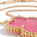 Vintage Alhambra Pink Enamel Lucky Icon 1 Motif Pendant Necklace