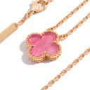 Vintage Alhambra Pink Enamel Lucky Icon 1 Motif Pendant Necklace