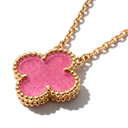 Vintage Alhambra Pink Enamel Lucky Icon 1 Motif Pendant Necklace