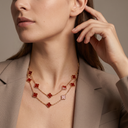 Vintage Alhambra Red 20 Motifs Long Necklace