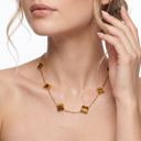 Vintage Alhambra Tiger Eye Clover 10 Motifs Necklace