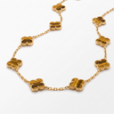 Vintage Alhambra Tiger Eye Clover 10 Motifs Necklace