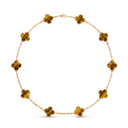 Vintage Alhambra Tiger Eye Clover 10 Motifs Necklace