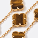 Vintage Alhambra Tiger Eye Clover 10 Motifs Necklace