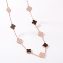 Vintage Rose Tone Alhambra Onyx And Diamond 20 Motifs Long Necklace