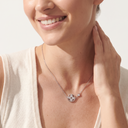 White Blossom Pave Flower Pendant Necklace