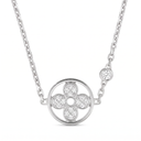 White Blossom Pave Flower Pendant Necklace