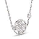 White Blossom Pave Flower Pendant Necklace