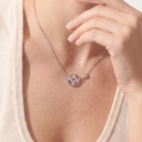 White Blossom Pave Flower Pendant Necklace